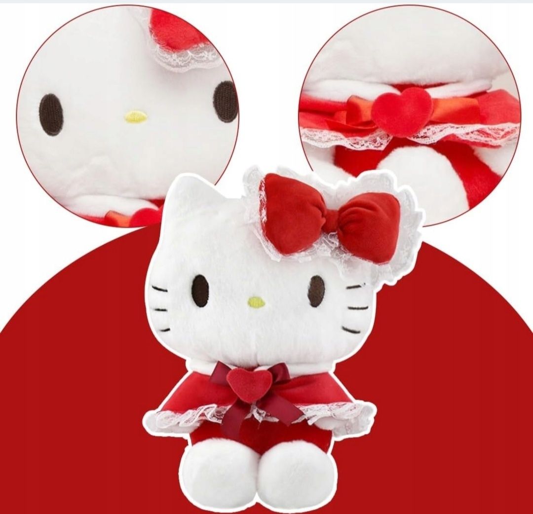 Pluszak maskotka Hello Kitty 23cm czerwona sukienka B680