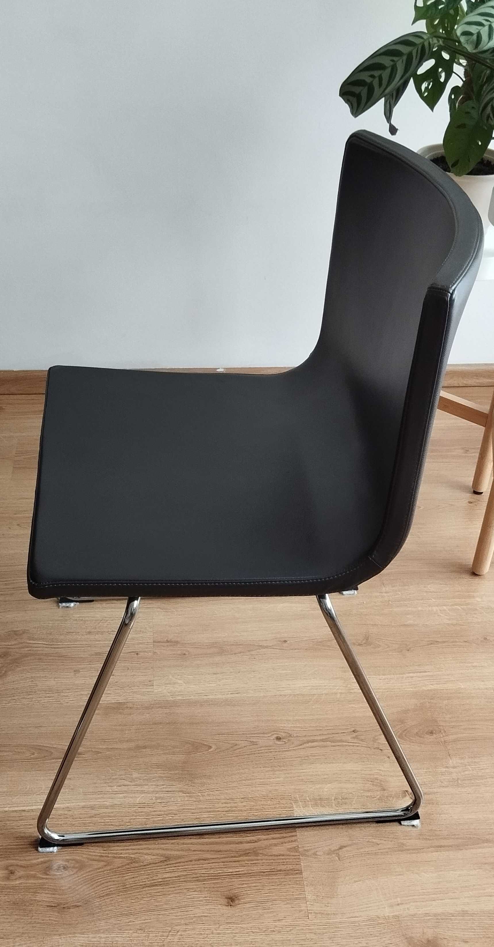 IKEA stół okrągły BJURSTA krzesła skóra komplet