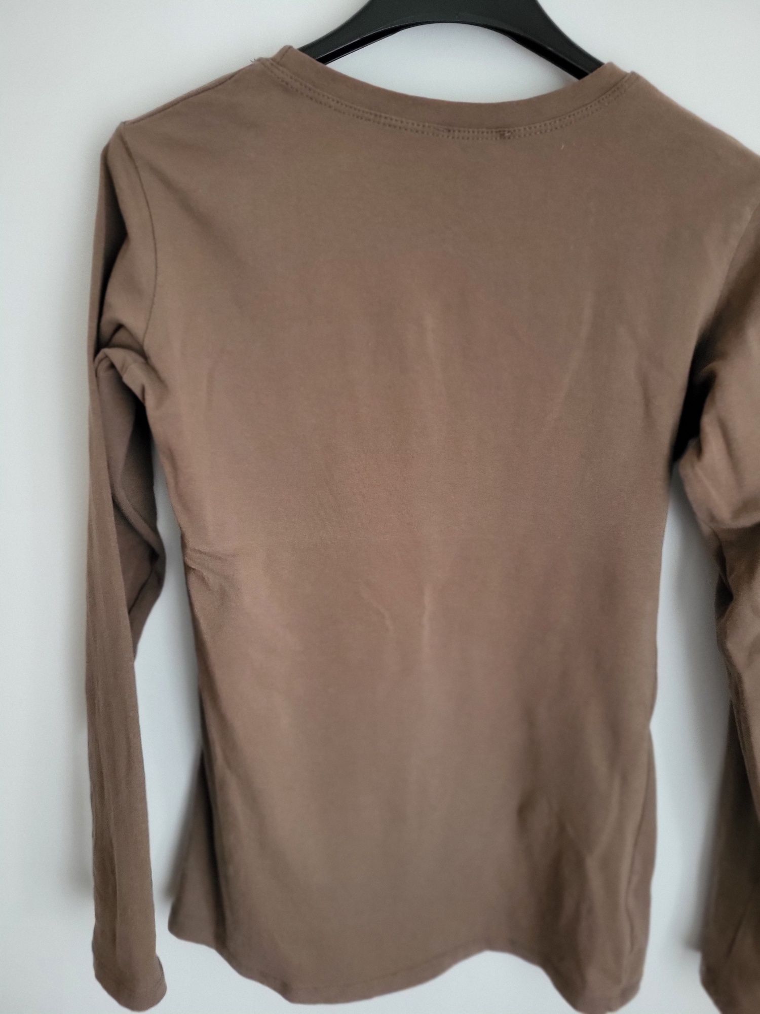 Ciemnobeżowy longsleeve damski, S