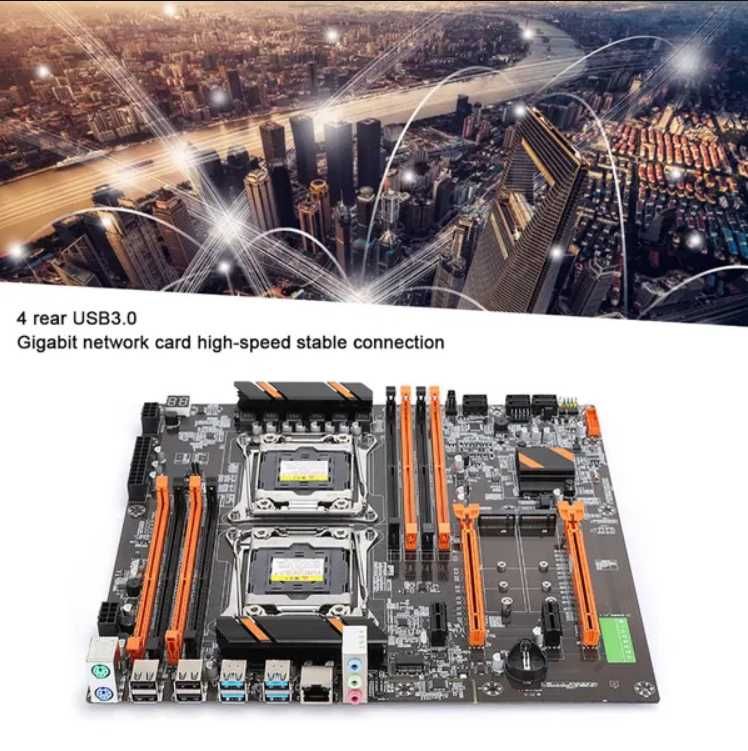 Kllisre X99 LGA 2011 E-ATX Двопроцесорна USB3.0 SATA3 PCI-E 3,0