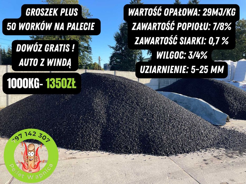 ekogroszek Plus workowany 29MJ, 1000kg – Dowóz gratis 1350zł Wapnica