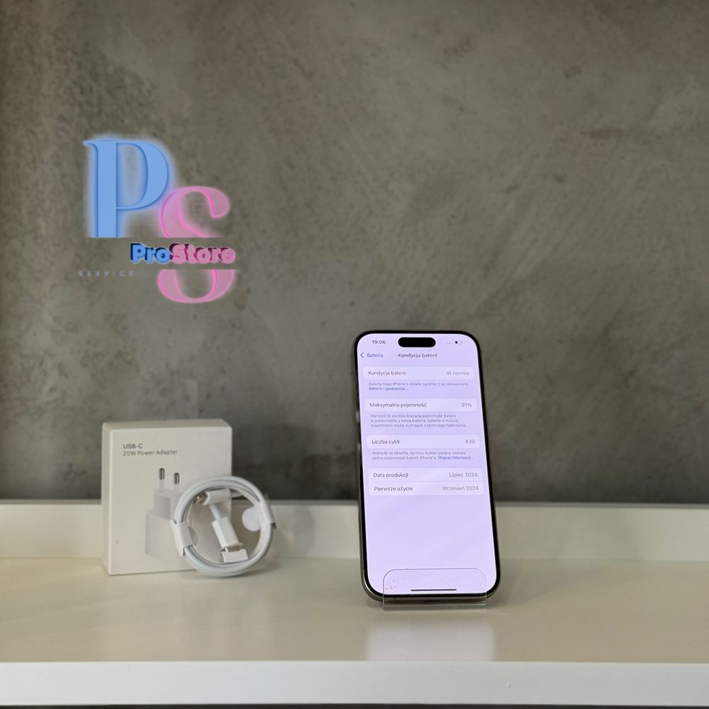 iPhone 15 Pro 128GB | Natural Titanium | Bateria 91% | Gwarancja 3 msc