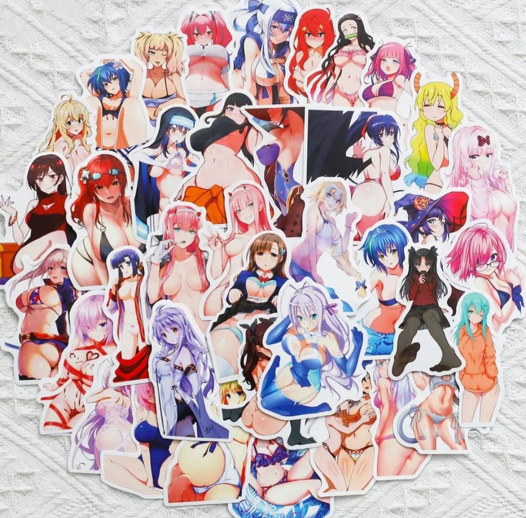 Виниловые наклейки девушки аниме манга секси эротические стикеры набор