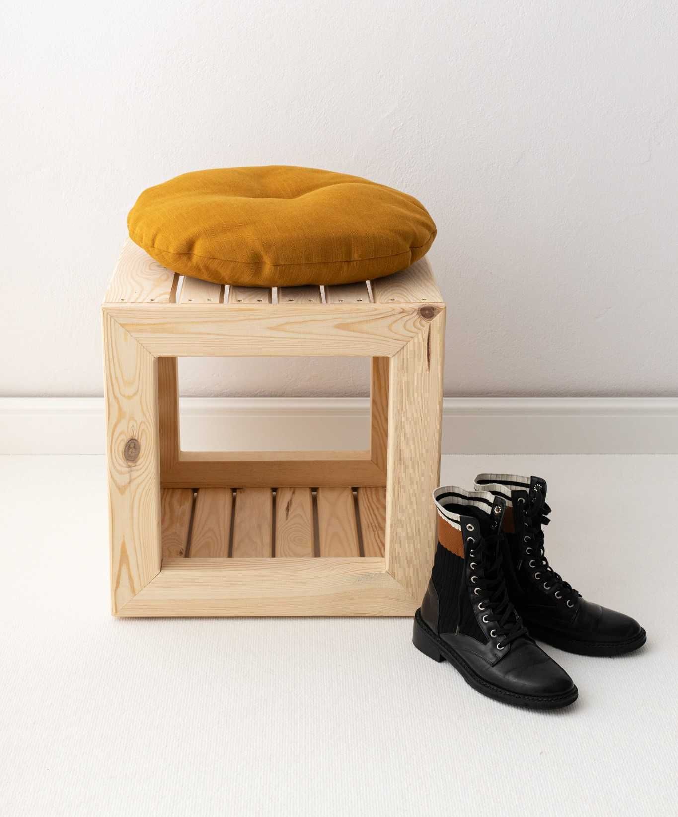 Krzesło z litego drewna w stylu skandynawskim, pufa do przedpokoju