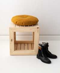 Krzesło z litego drewna w stylu skandynawskim, pufa do przedpokoju