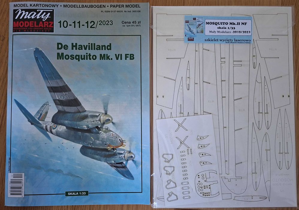 Mały Modelarz 10-12/2023 De Havilland Mosquito + wręgi cięte laserowe
