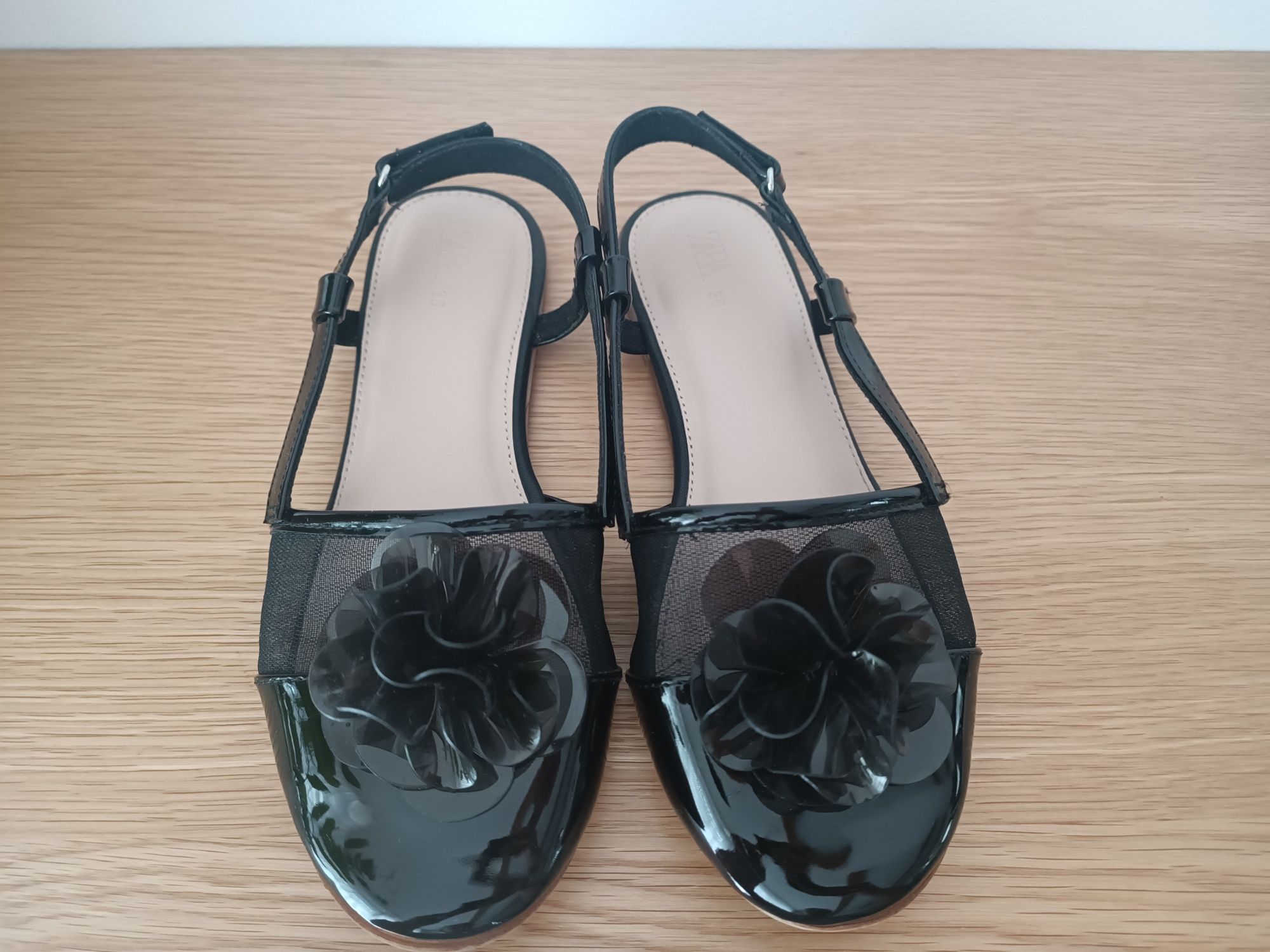 ZARA baleriny r. 36 czarne buty galowe lakierki j. Nowe