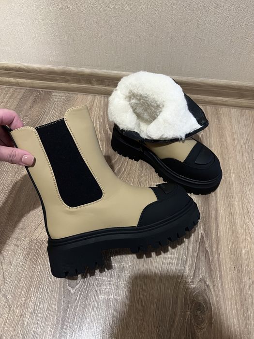 Зимові чоботи черевики бежеві зимние сапоги на дівчинку 32 33 34 35 36