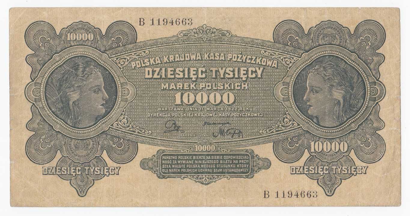 Banknot 10000 marek 1922, seria B, st. 3