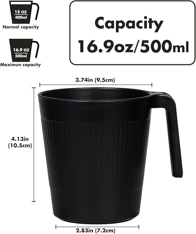 Zestaw 8 kubków do picia do kampera Duże 500 ml