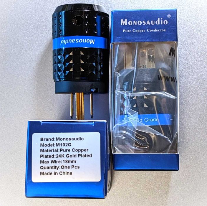 Monosaudio® - 99.998% Pure Copper - Gold Plated - AC Power Connector