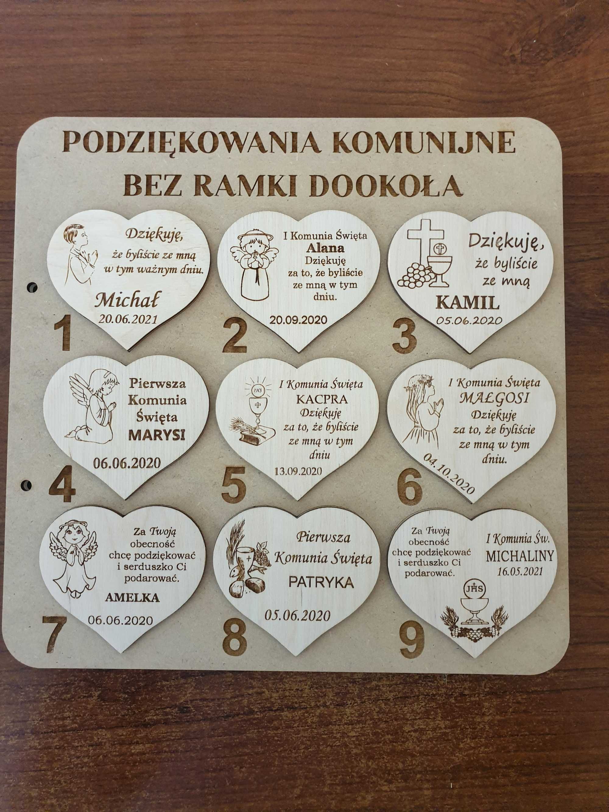 Podziękowania komunijne magnesy