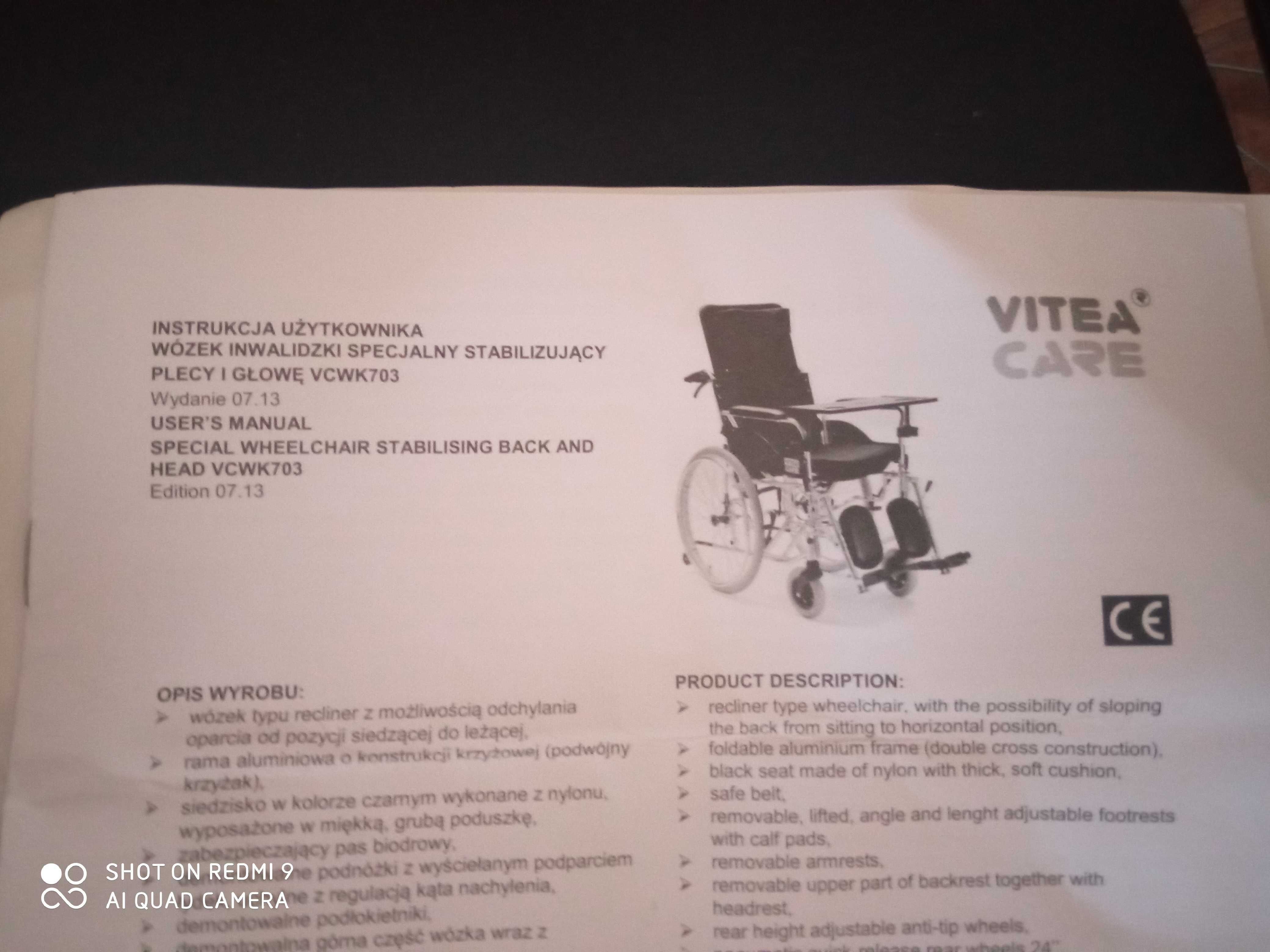 Wózek inwalidzki specjalny Vita Care VCwk 703!!!Okazja