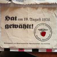 Dokument niemiecki Ulotka NSDAP i Przepustką podróżna WH SS 2wś.