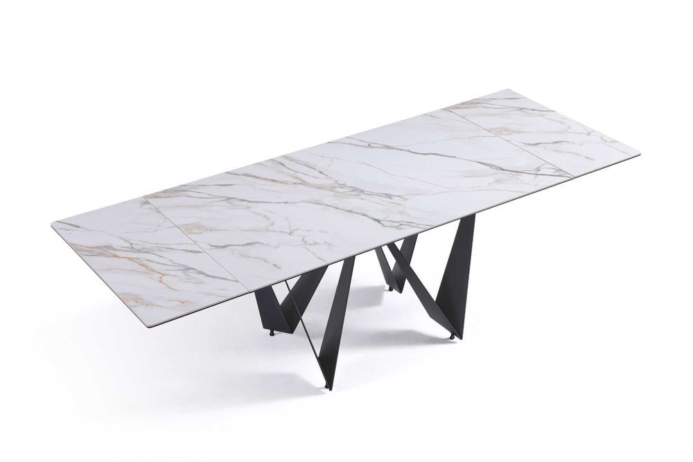 Rozsuwany prost. stół jadalny ceramiczny 160(240)x90cm Portofino Biały