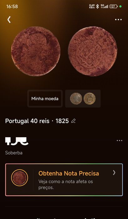 Moeda antiga de 1825