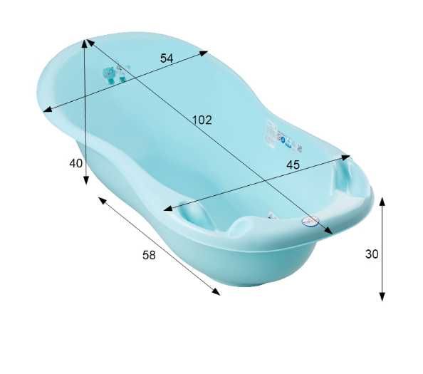 Wanienka do kąpania 102 cm, na nogach (stojak), termometr, odpływ