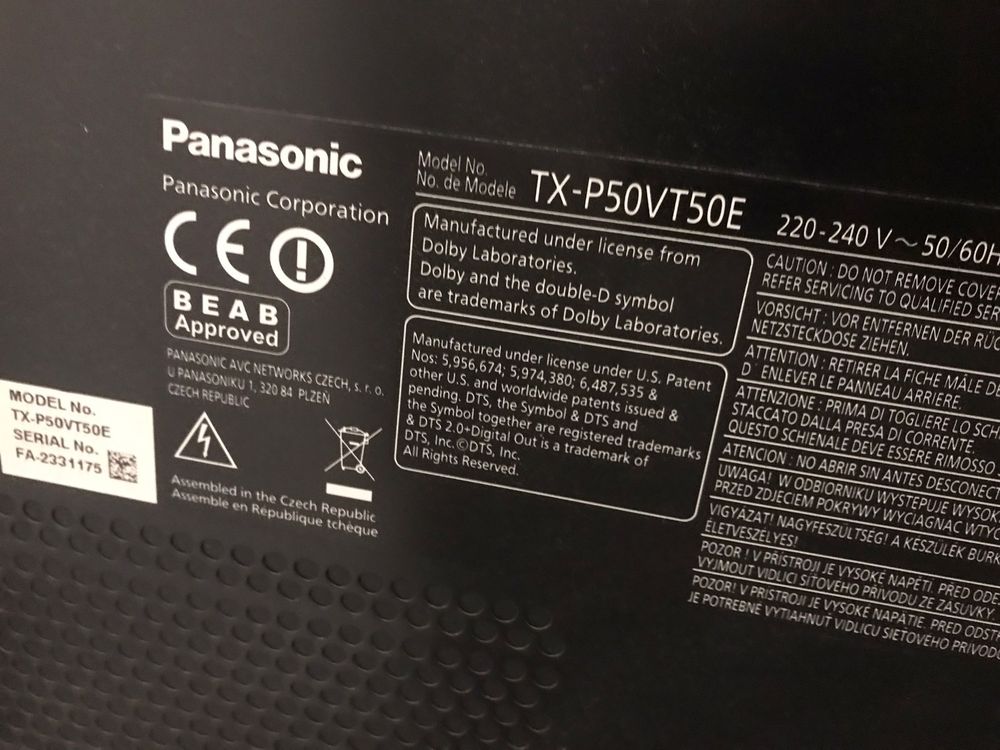 Plazma Panasonic TX-P50VT50E