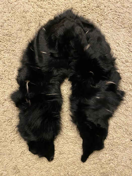 Futrzany kołnierz  czarny futro naturalne szal z futra