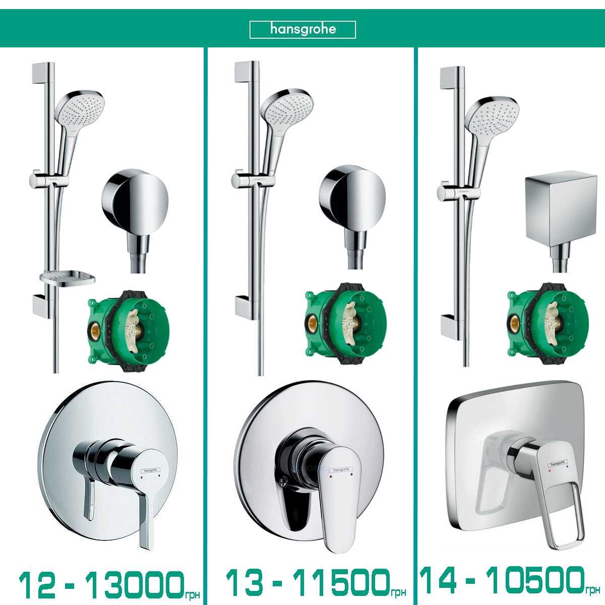 Душові системи прихований монтаж KLUDI, DEVIT, HANSGROHE, IMPRESE