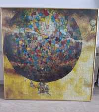 Obraz z puzzli "Podróż balonem" w złotej aluminiowej ramie
