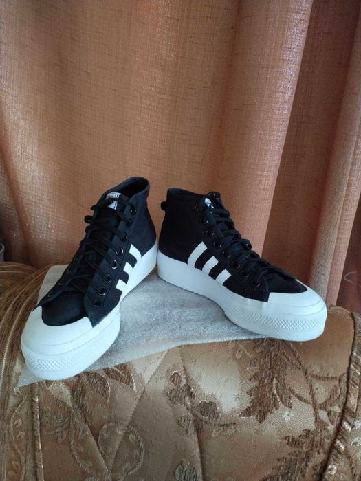 Кеди високі чорні adidas - nizza platform mid розмір 38 устілка 24 см