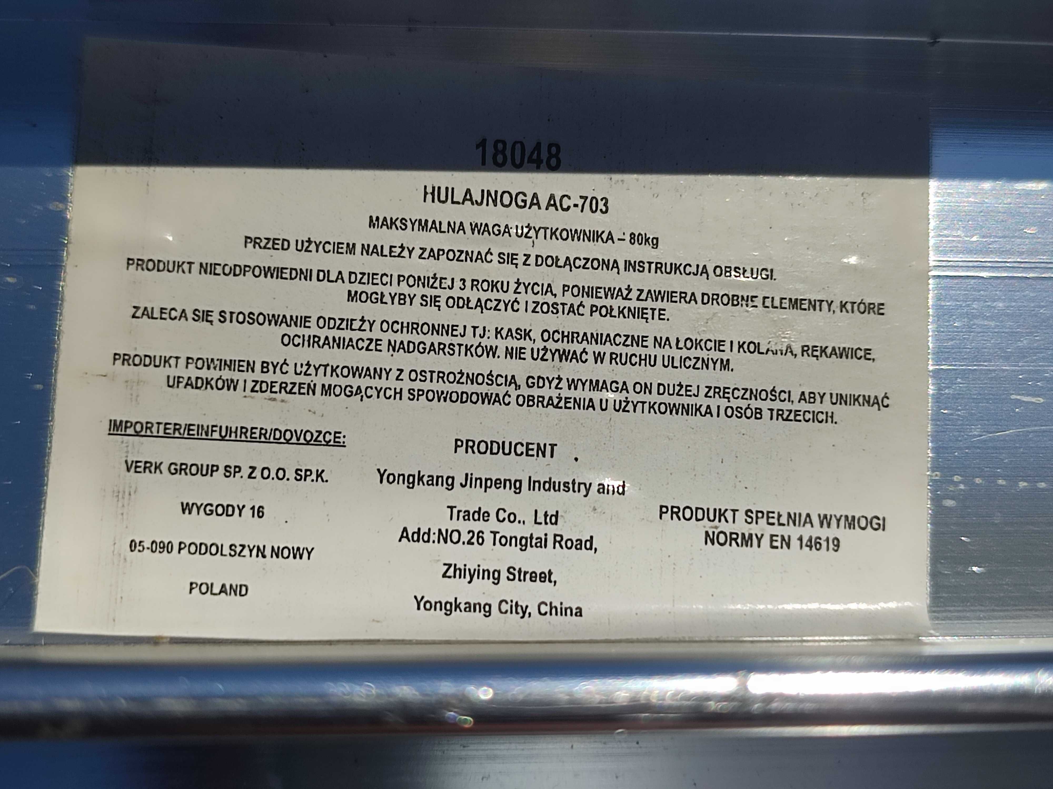 Metalowa hulajnoga z regulowaną wysokością. Waga do 80 kg