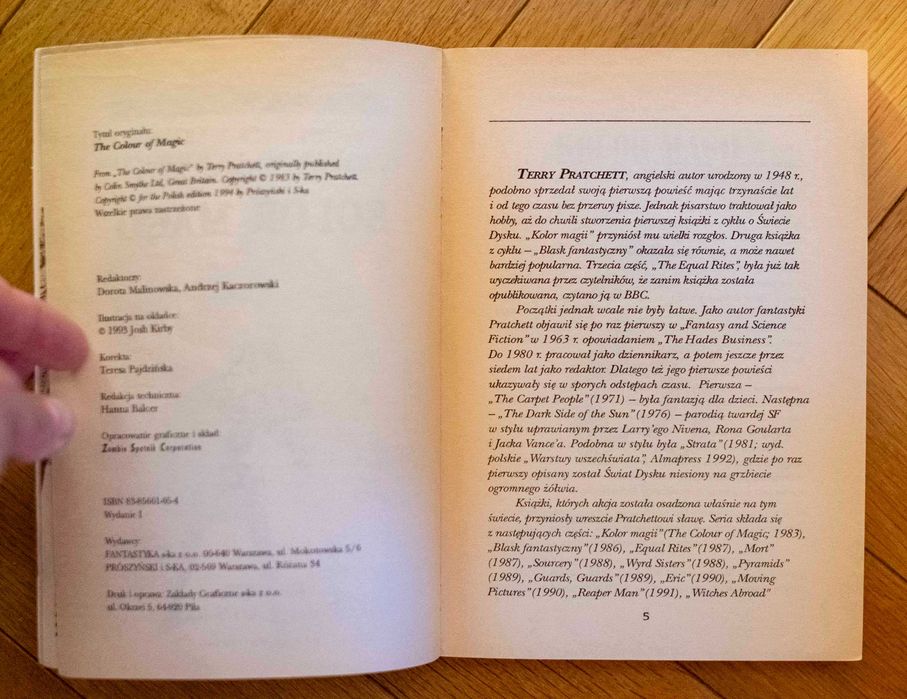 Terry Pratchett KOLOR MAGII Wyd Prószyński i S-ka 1994 Świat Dysku