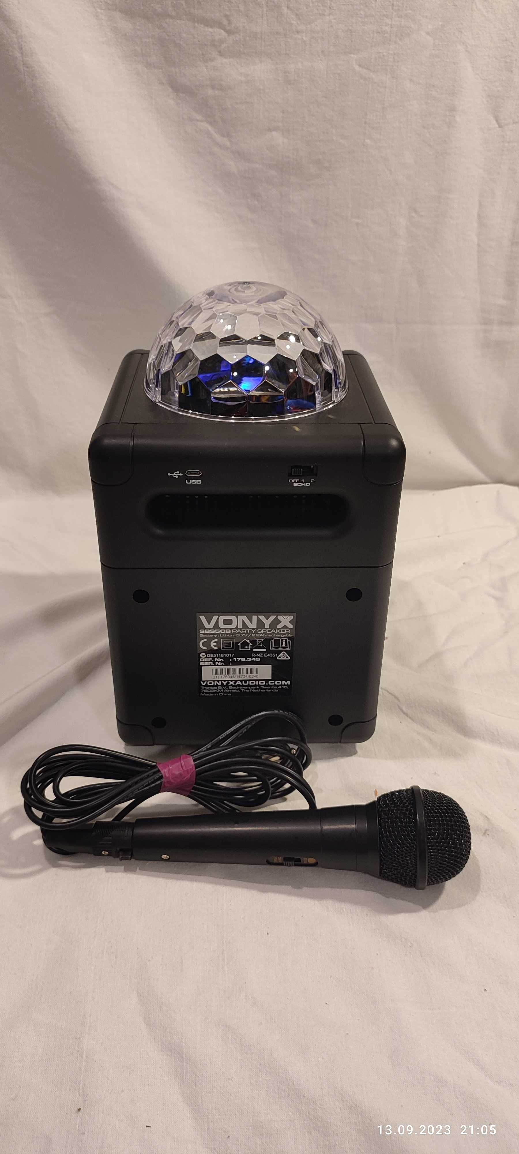 Głośnik mobilny zestaw do karaoke czarny z efektrm LED