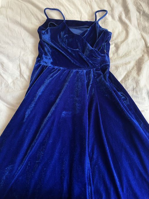 Синя сукня велюр випускна