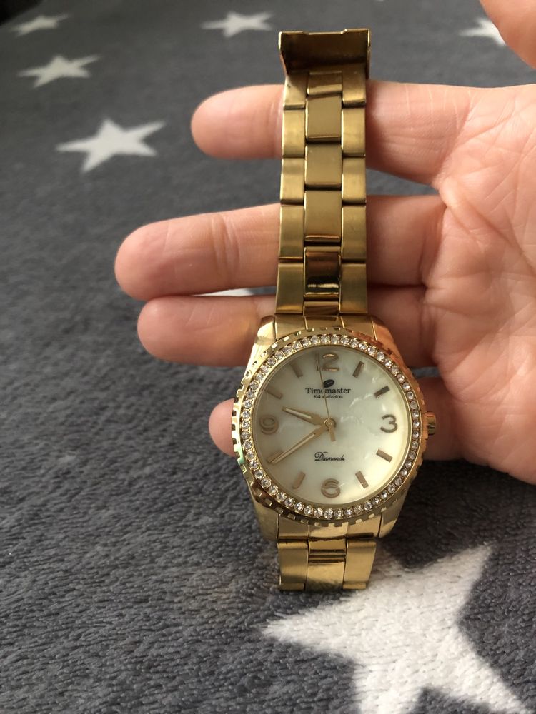 Zegarek damski zloty Timemaster z cyrkoniami na bransolecie