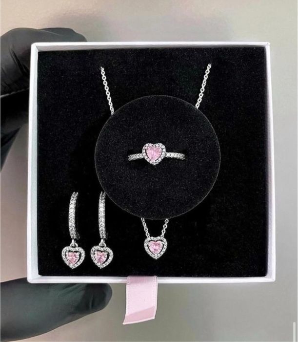 Pandora набір комплект сережки кульчики каблучка перстень підвіска