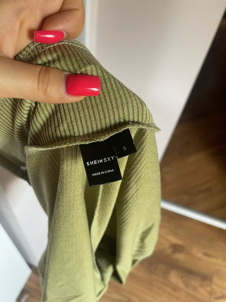 Komplet dwuczęściowy zieleń khaki wiosna lato top kolarki
