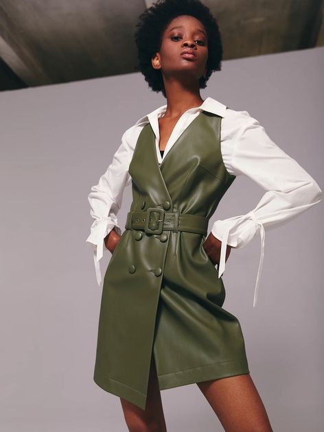 Фісташковий сарафан з екошкіри Gepur S