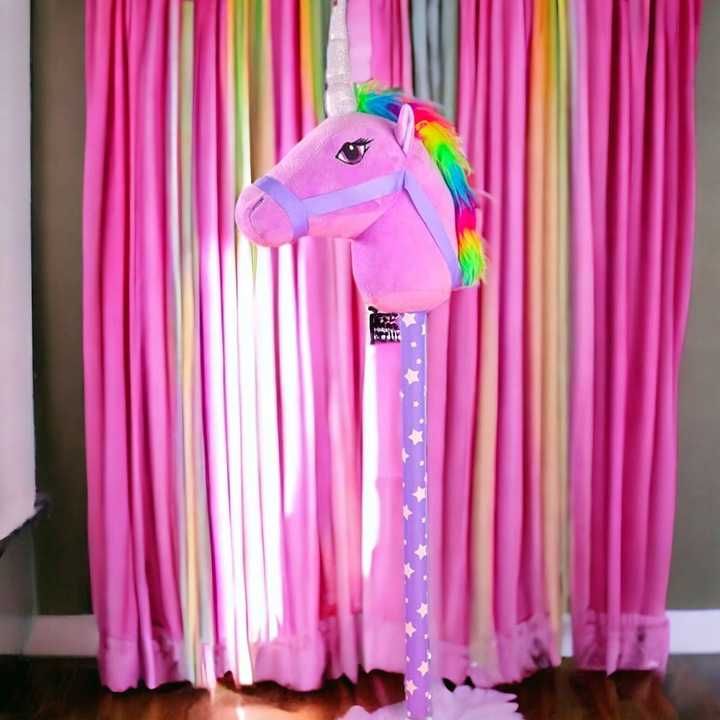 Koń na kijku hobby horse fioletowy głowa konia na kiju z dźwiękiem