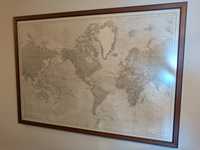 Mapa mundo/ carta antiga década de 60/70