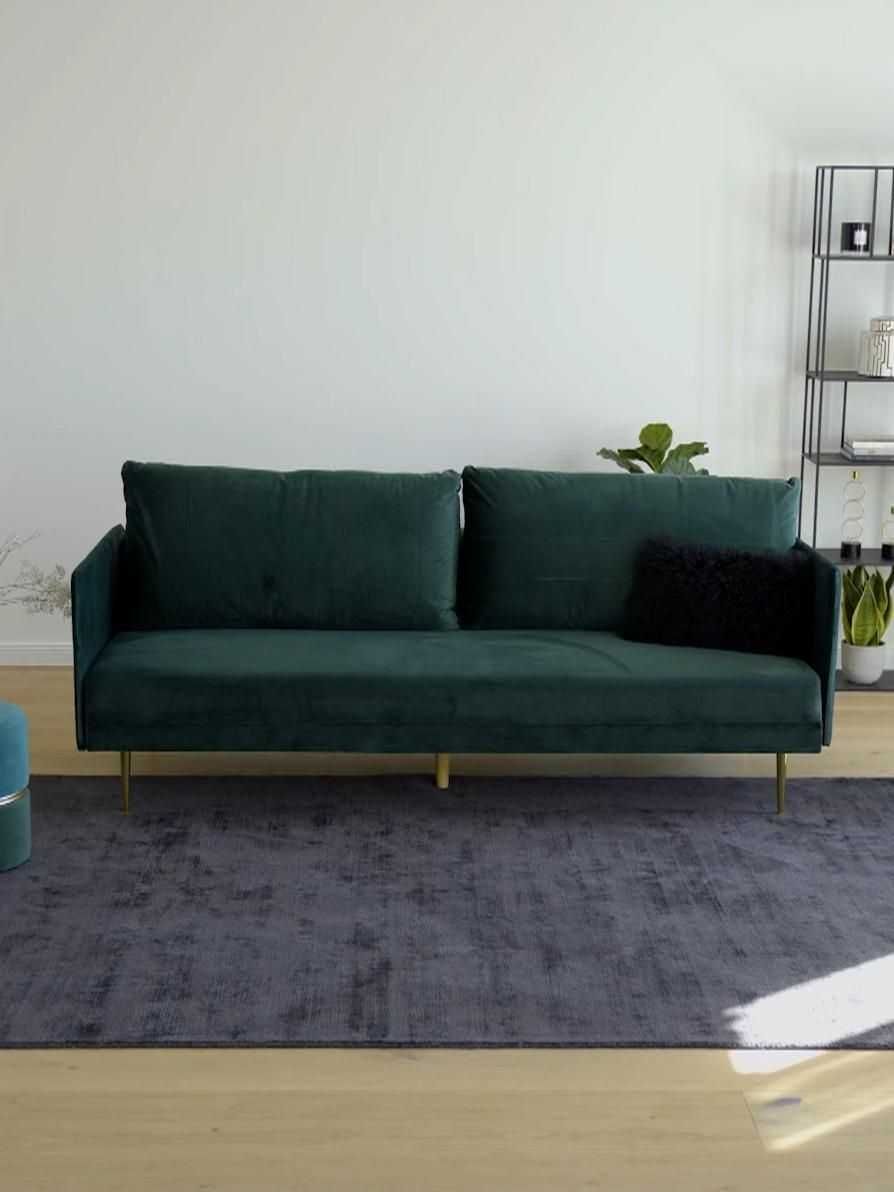 Sofa, kanapa rozkładana z aksamitu Lauren, 206 cm