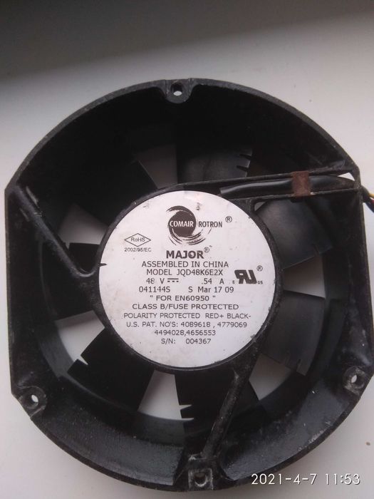 Продам вентилятор 48 вольт Major JQD48K6E2X.