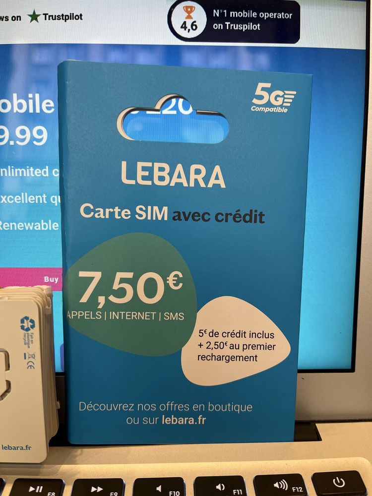 Lebara +33 FR Francja France, Français SIM Card Prepaid ACTIVE €5