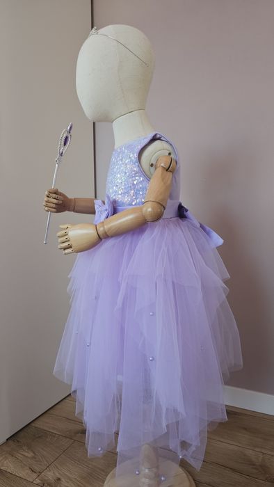 Дитяча пишна святкова фіолетова сукня принцеси на 5 6 7 років з бантом