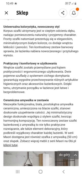 Szafka z umywalką szer.60 cm  gotowa juz złożona.