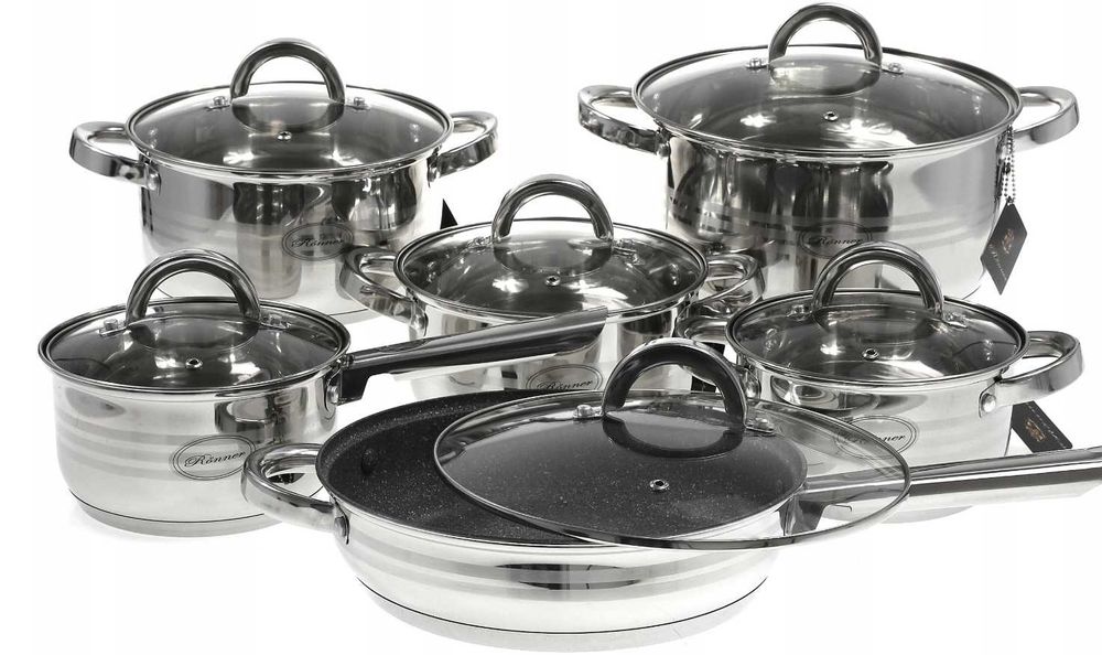 Zestaw GARNKÓW 12 el PATELNIA z Powłoką GRANITOWĄ Indukcja Gaz