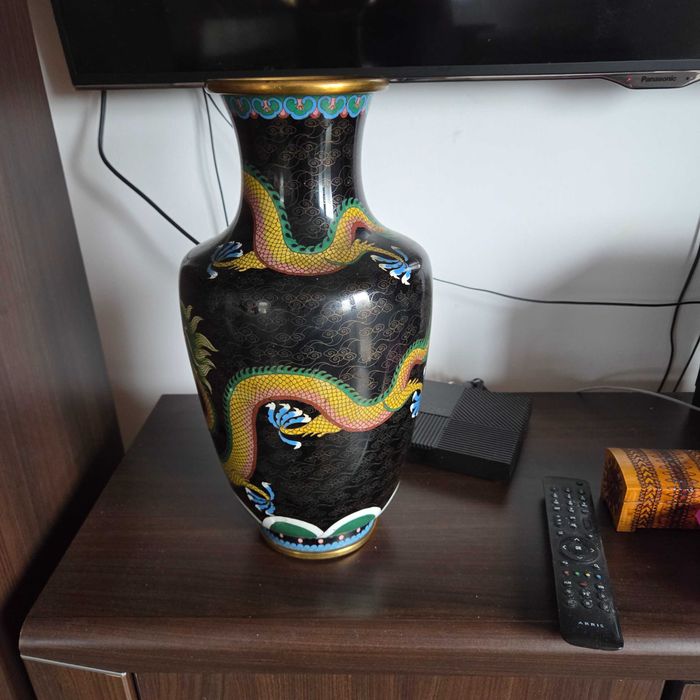 Wazon Cloisonne z Chin lata 50-te XX w.