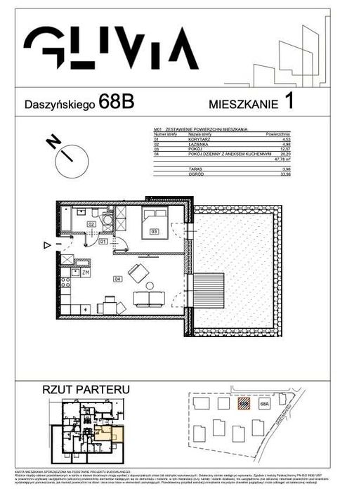Mieszkanie M2 , ogródek, ponad 47m2