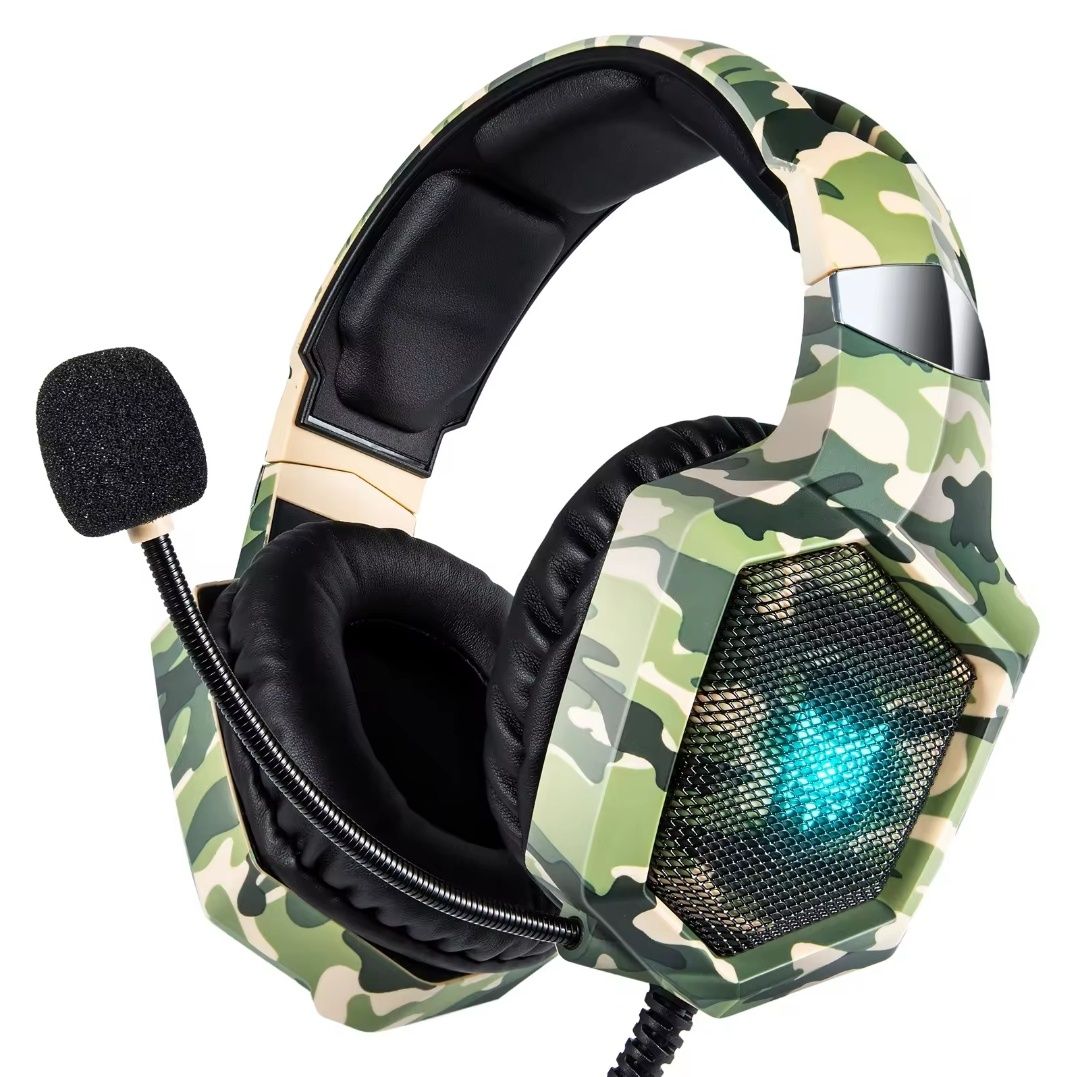ONIKUMA K8 Fones gamer com microfone HD flexível RGB Light Surround