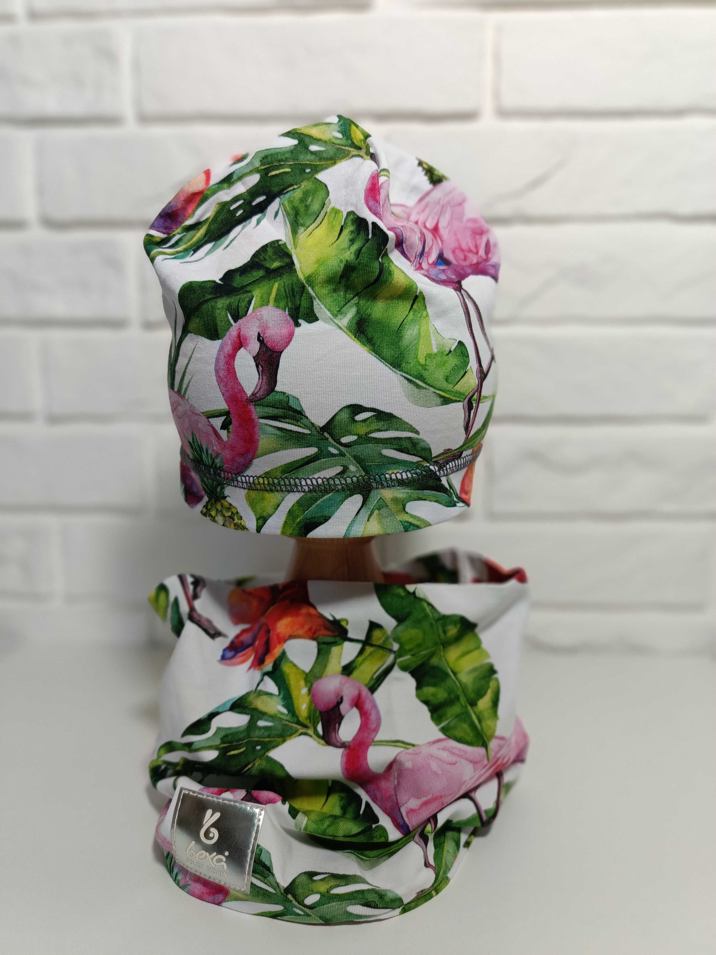 Bexa czapka+komin FLAMINGO  roz. 50cm