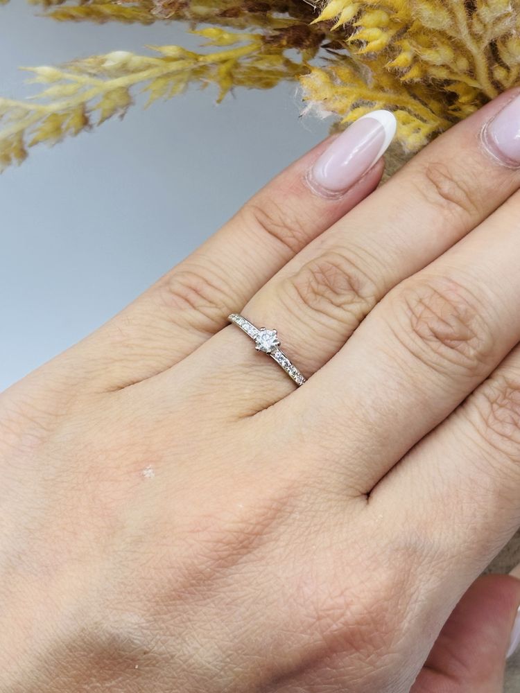Pierścionek Złoty z Brylantami 585/14k 0.24ct Certyfikat roz13