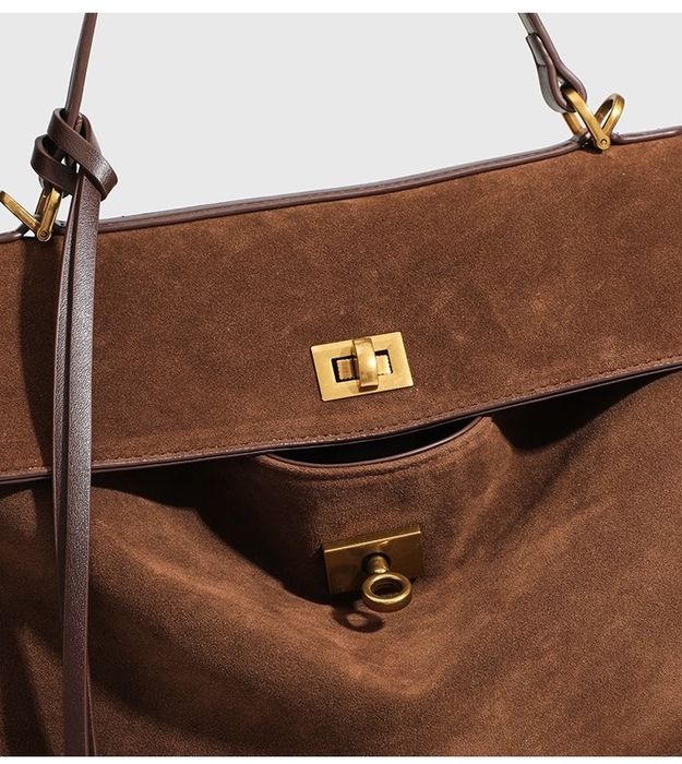 Натуральна замшева сумка Rodeo в трендовому шоколадному кольорі