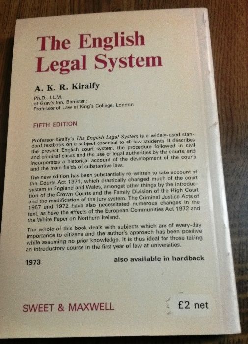 The English Legal System - A.K.R. Kiralfy