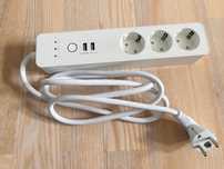 Listwa zasilająca BEARWARE biała 3 wtyki 2 USB włącznik